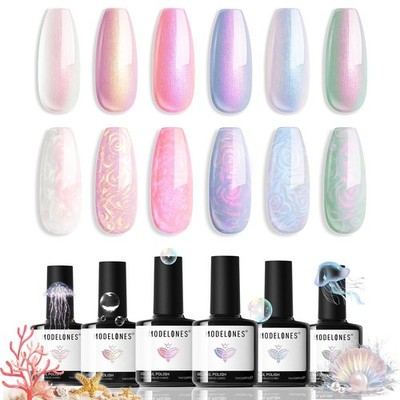 modelones Pearl Gel Nail Polish Set, 6 Colors A A A2-Mermaid's Shell 
