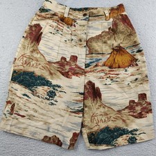 Vintage 80s Shorts Southwestern All Over Print Size 6 Pleated Bermuda Made in US