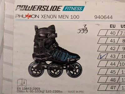 New Powerslide Phuzion Xenon mens 100 vintage inline skates size US 10/EU 43