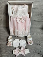 Taffy Baby Girl Christening Baptism Embroidered Dress Gown 6 Piece Deluxe Set...