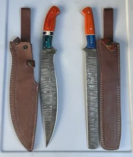 15" Fire storm Custom Handmade Damascus Steel Brisket Knife And Hunting Knife