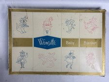 Vintage Wamsutta Baby Blanket Sky Blue 36x50 Acrylic Satin Trim NOS In Box