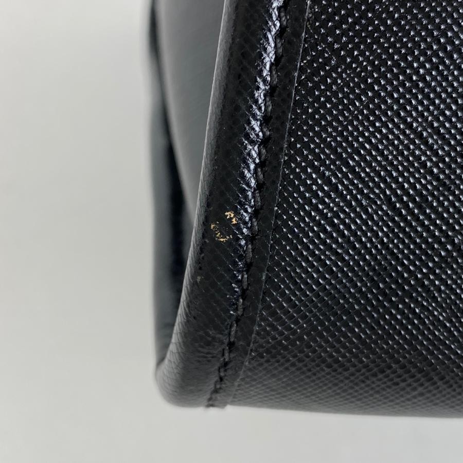 PRADA Tweed Tote Handbag Black White Saffiano Leather #BS1897 thumbnail 4