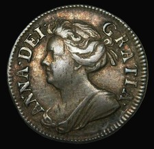 1710 Queen Anne MAUNDY 2d TWOPENCE, Draped Bust Silver Coin - VERY NICE