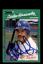 Signed Baseball Card Auto Carlos Hernandez 1990 Donruss The Rookies #37 Dodgers