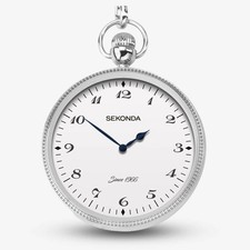 Sekonda Classic Silver  Brass Chain Pocket Watch 1792