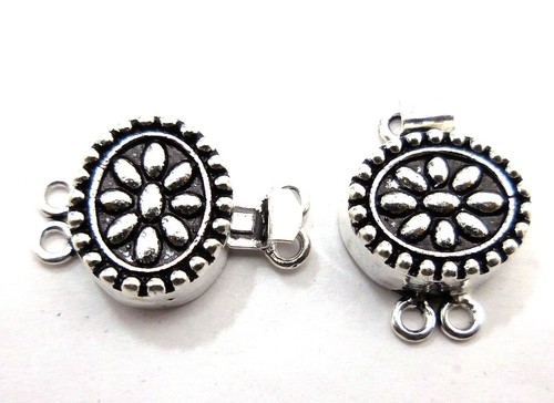 Fermoir Boîte Bali Plaqué Argent 27x8mm - Lot De 2 Pièces Pour Bracelet/collier, Fabrication Artisanale