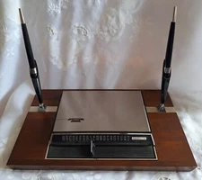 Vtg MCM Park Sherman Desk Telephone And Address Index Pen Holder Walnut