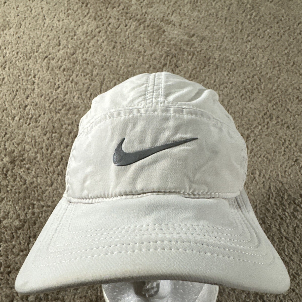 Nike Hat Cap Adult White Strapback 5 Panel AW-84 Camp Dri-Fit