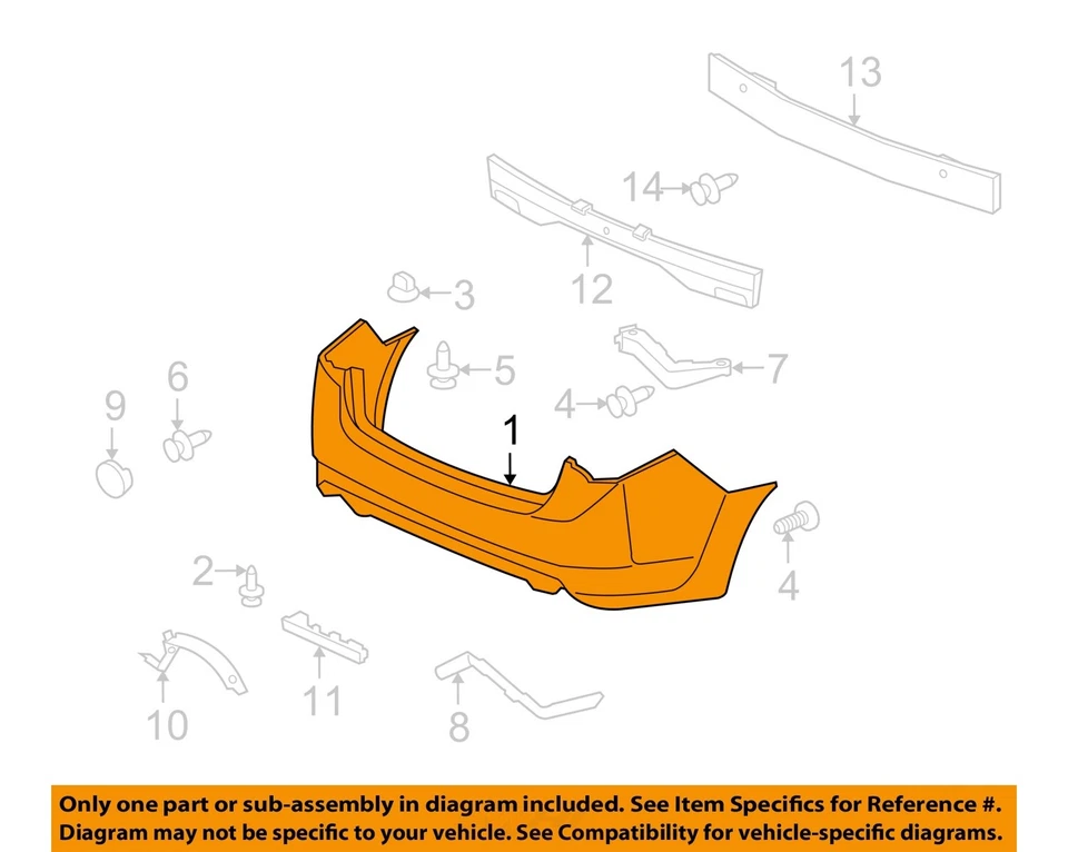 Used Rear Bumper Assembly Rear fits: 2010 Acura Tsx Sdn Base Rear Grade A Foto 3 de 4