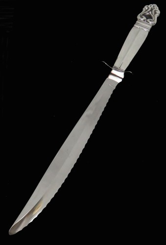 ROYAL DANISH BY INTERNATIONAL STERLINGSILBER 13,5" WELLENSCHLIFF BROTMESSER - Bild 2 von 3