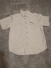 Vintage CARHARTT Men's Size Large Short Sleeve 100 Cotton Button up Shirt Tan