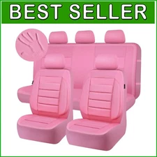 Comfort-Enhancing Pink Leather Seat Covers - Universal Design for Luxury
