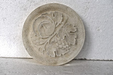 Antique Indian Soapstone Marble Deep Carved Plate Dish Peacock With Grape Vine