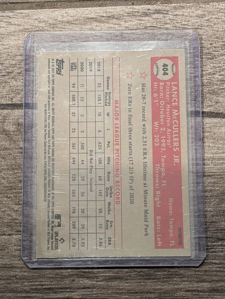 2021 Topps Chrome Platinum Anniversary Lance McCullers Jr. Refractor #404 - Image 2 of 2