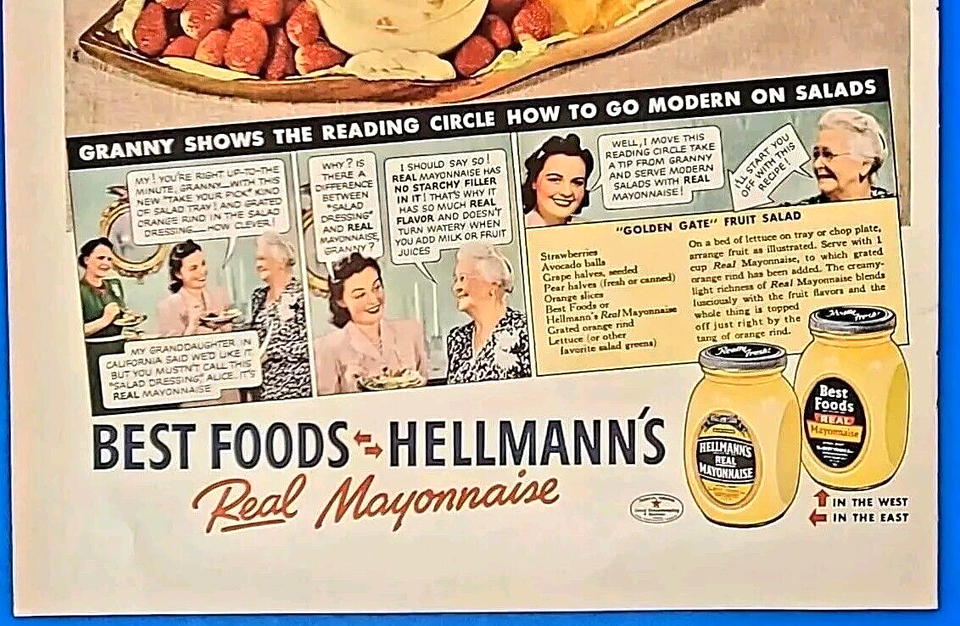 1941 Hellman's Real Mayonnaise 1940's Magazine Print Ad GOLDEN GATE