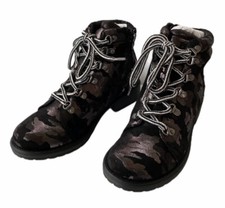 Dolce Vita Kids Girls Leda Combat Boots Booties Camoflauge Gray Black Sz 3 M