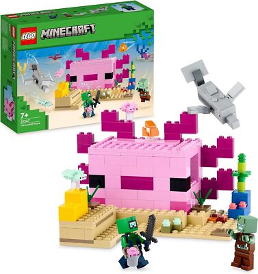 LEGO 21247 Minecraft The Axolotl House Set, Buildable Underwater