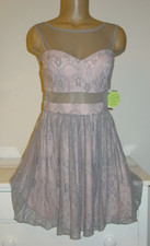 Women's Hailey Logan Adrianna Papell Pink Gray Lace Dress-7/8-NEW-$90