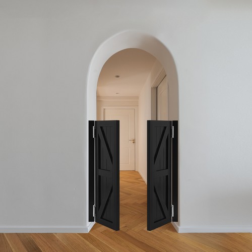 Dual Partition Door, Partition Door, Porch Entrance Door 90x70x3.5cm Black