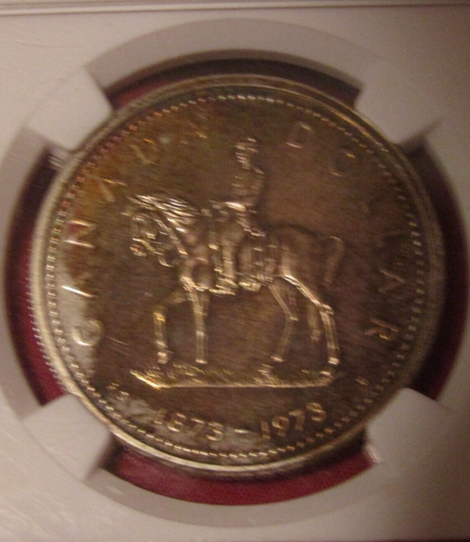1973 CANADA SILVER $1 DOLLAR..RCMP CENTENNIAL..NGC SP-65 - Picture 3 of 4