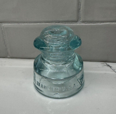 Vintage WHITALL TATUM CO. No.1 Aqua Green Glass Telephone Wire Insulator U.S.A.
