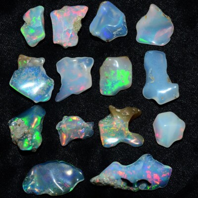 14 Stück Natürlicher Äthiopischer Opal Roh Lot Top Qualität Lose Edelsteine