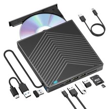 External CD DVD Drive USB 3.0  USB-C CD/DVD Burner Player with 4 USB Ports a...