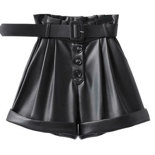 Women's High Waist A-line Wide Leg Short Pants Belt Party