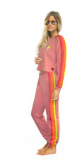 NWT Aviator Nation 5 Stripe Women's Sweatpant and hoodie in Rose/Neon SMALL