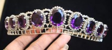 12.20ct Rose cut Diamond antique 925 silver amethyst wedding tiara Crown