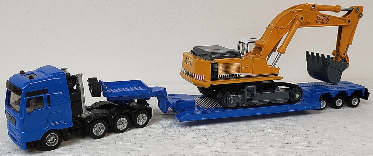 SIKU NEW HO 1 87 Scale DieCast Metal 7 Axle Tractor Trailer w Liebherr Excavator