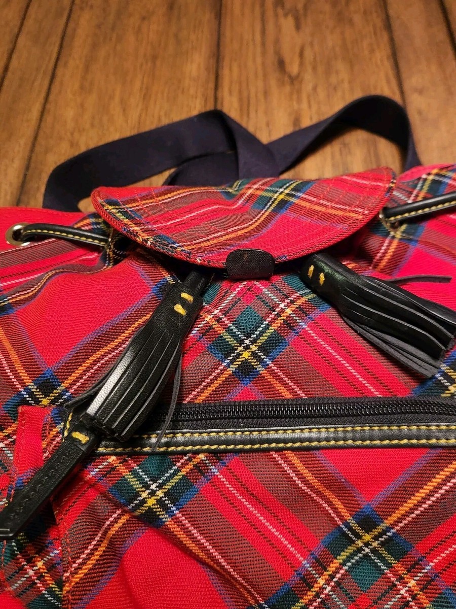 Dooney & Burke Red Plaid Scottish Canvas Leather Tassels  display picture 1