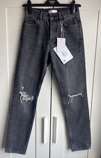Anine Bing Ripped Brenda Washed Black Grey High Rise Jeans UK 6, US 2