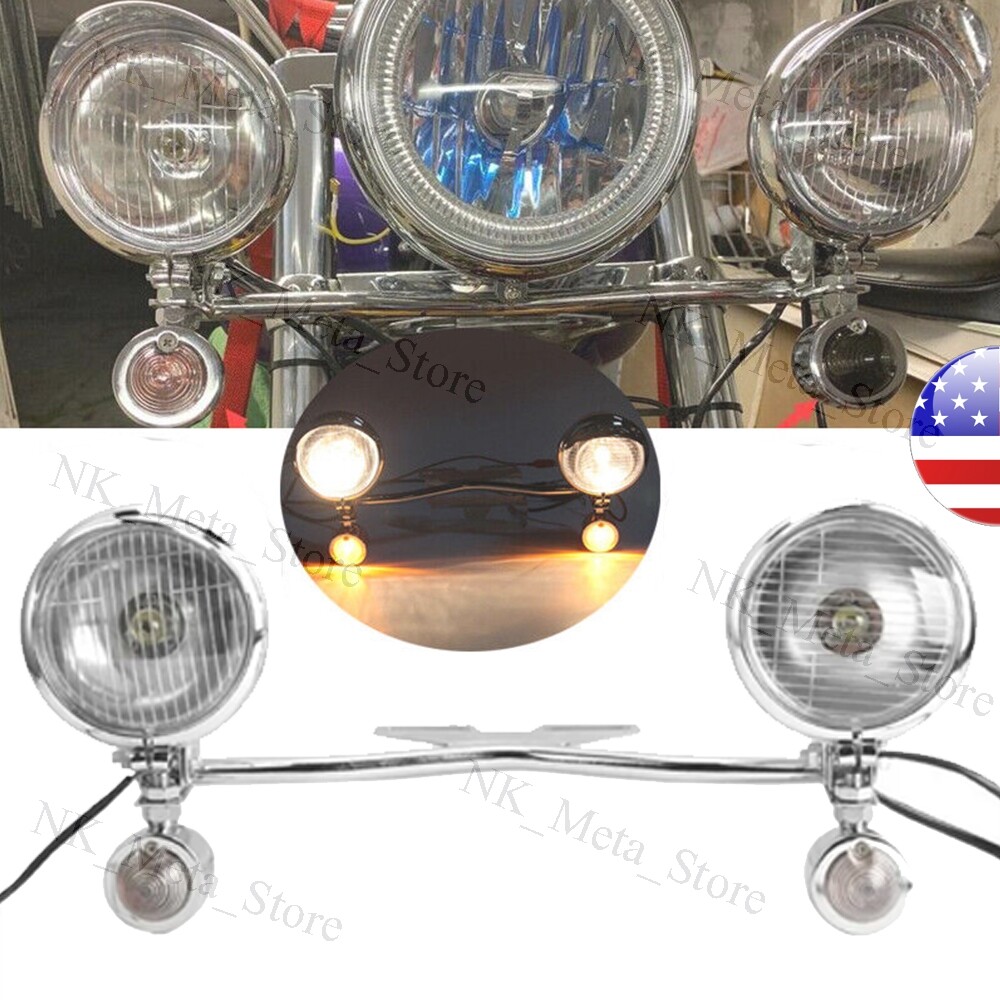 ホンダ GL1500等 パトライト 回転灯 電飾 ランプ ステーマウント ポリス Passing Turn Signal Spot Fog Light Bar Kit Fits Honda Valkyrie