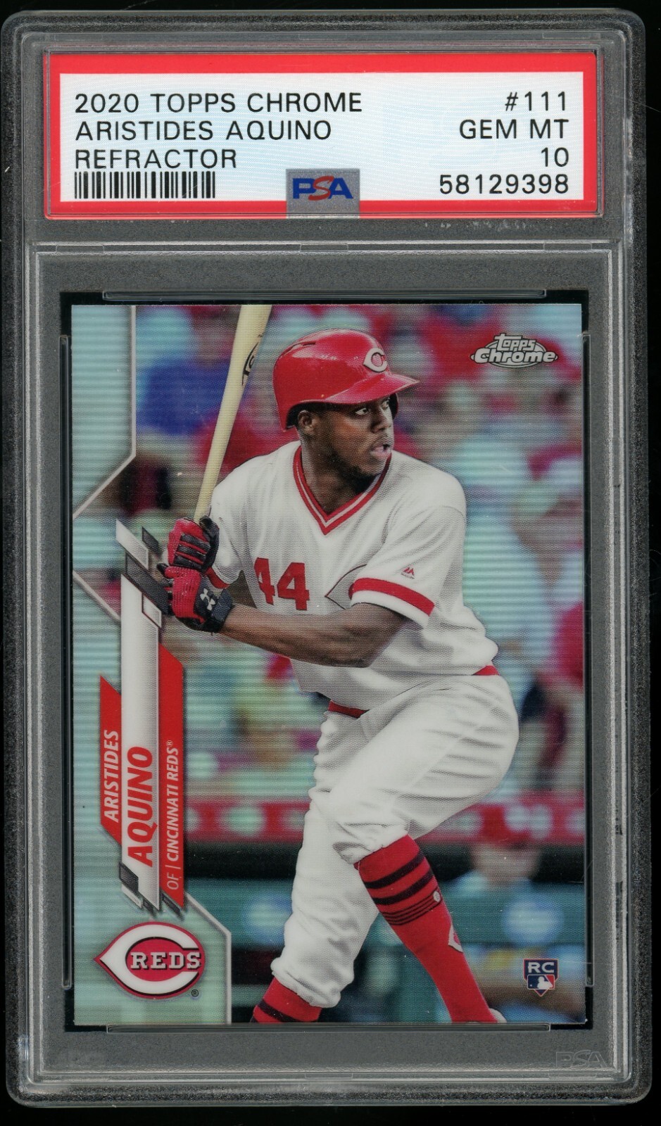 ARISTIDES AQUINO 2020 Topps Chrome #111 Refractor Cincinnati Reds Rookie PSA 10