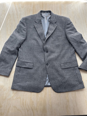 Vintage Geoffrey Beene Blazer Mens 46R Gray 100% Wool Soft Classic Sports coat