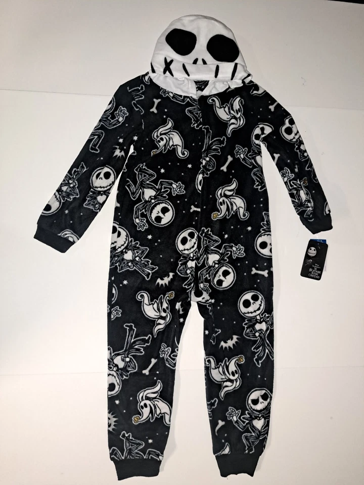 Pesadilla Antes De Navidad Niños Jack Skellington Pijama Unión Traje Capucha Talla 6/7 Foto 3 de 4