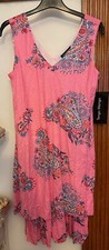 Tango Mango, NWT, Deep Rose Ladies V-Neck Floral Tank Dress, Medium, Ret $99