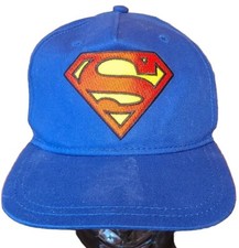 DC Superman Youth Boys Hat OSFM Snapback Cap Boys Blue Logo Pre-owned Stained