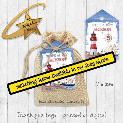 NAUTICAL SAILBOAT PERSONALISED BIRTHDAY PARTY POPTOP LABELS DIGITAL YOU PRINT - Picture 5 of 6