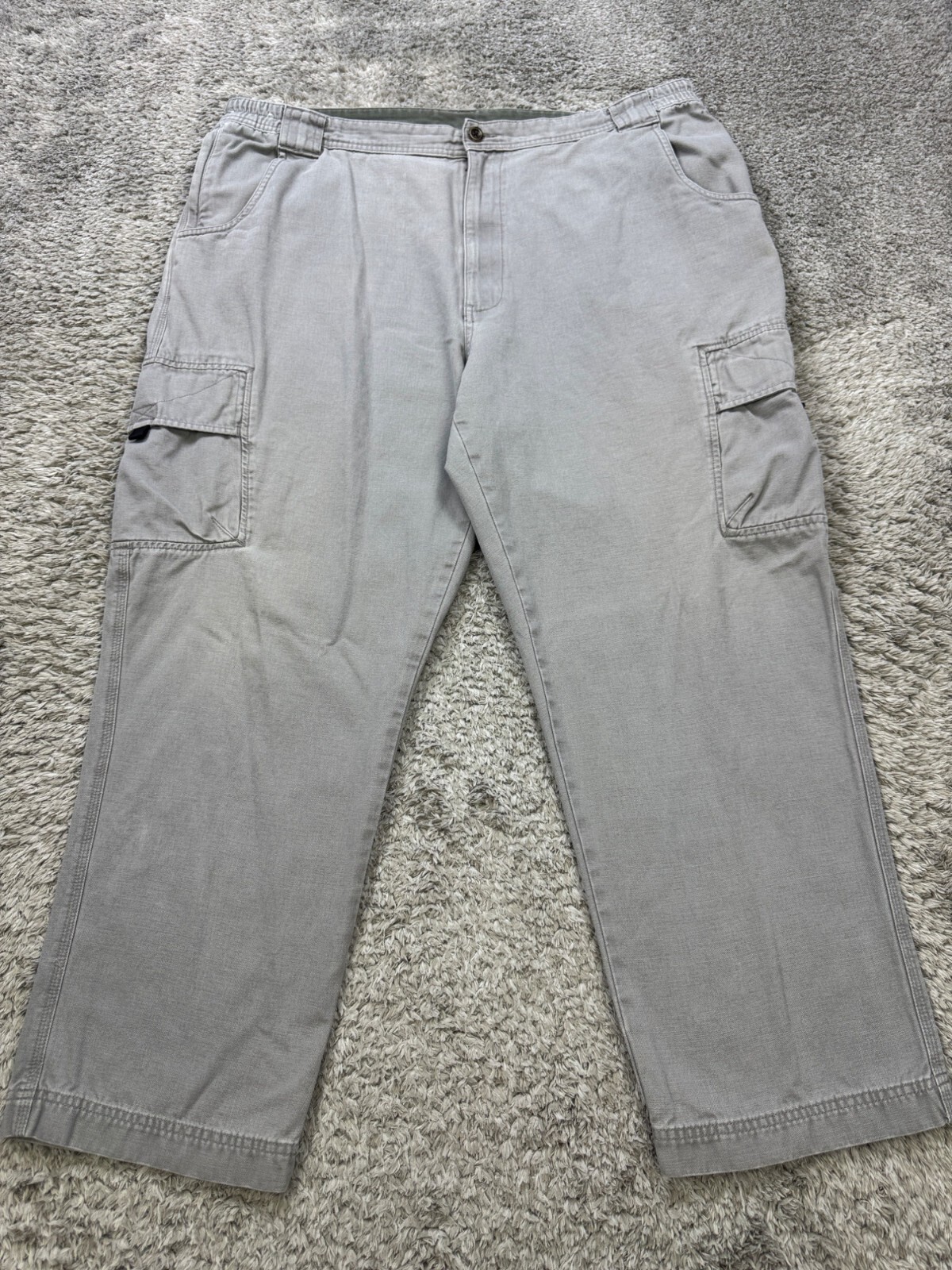 Vtg Roundtree Yorke Cargo Pants Mens 42x28 Gray Utility Outdoor Hiking Trousers