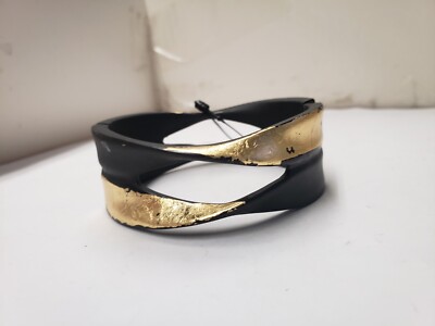 Chicos Black Gold Tone Hinge Bracelet 7