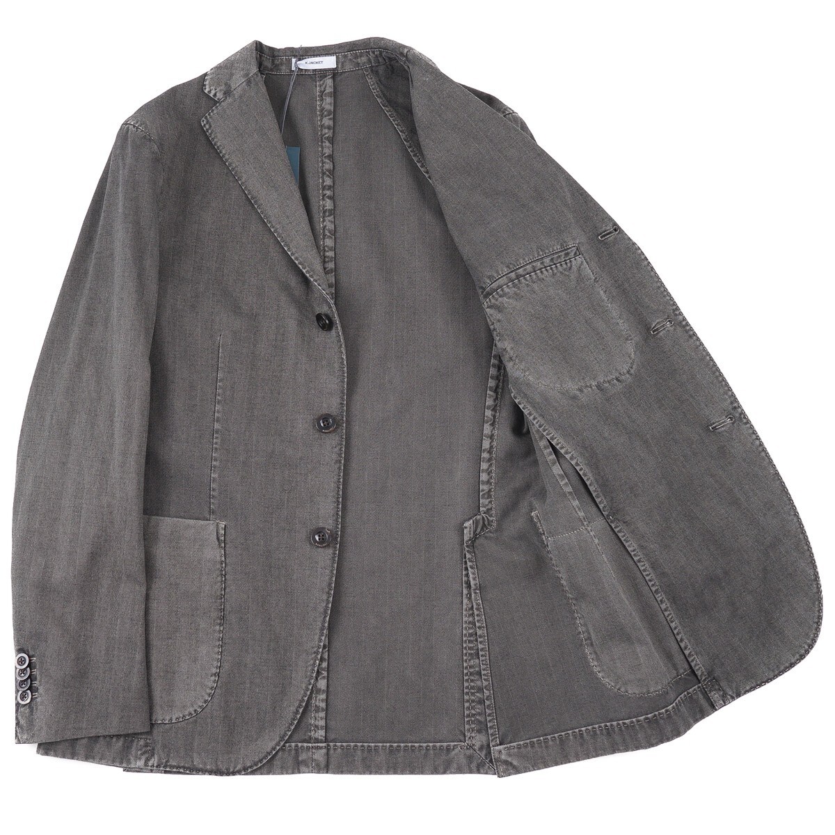 Boglioli Gray Herringbone Washed Cotton 'K Jacket' Sport Coat 38R