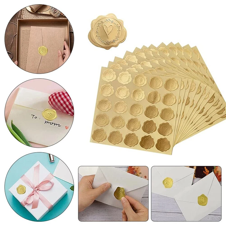 Wachssiegel SelbstklebendBriefumschlag Aufkleber Geprägtes HerzSticker Hochze... - Bild 2 von 4