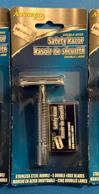 Assured Double Edge Safety Shaving Razor  W/ 5 Double-Edge Blades
