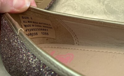 The Childrens Place Pink Glitter & Gold Trim Ballet Flats Youth