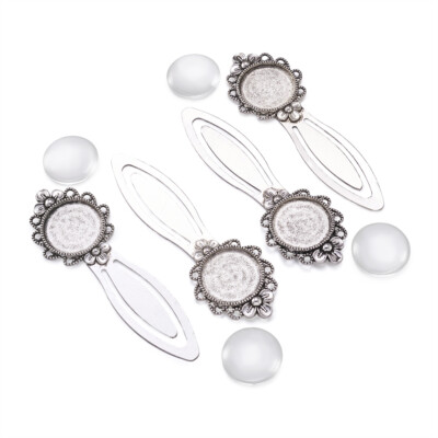 5sets 18x13mm Clear Domed Glass Cabochon Cover Portrait Bronze Bookmark Making E