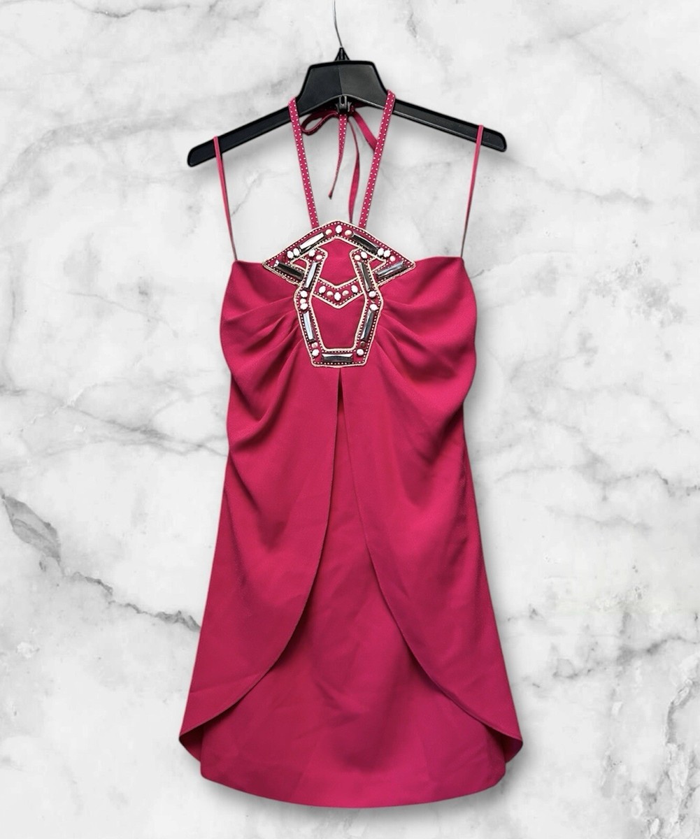 Alice By Temperley Dark Pink Fitted Mini Dress Ladies Sz 2 Halter Neckline  (A) | eBay