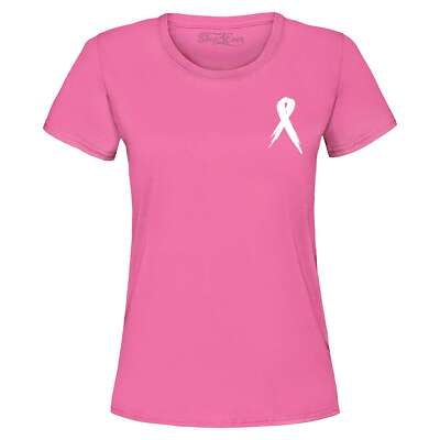 Breast Cancer Awareness White Ribbon Pocket Women's T-Shirt 0 Shirt